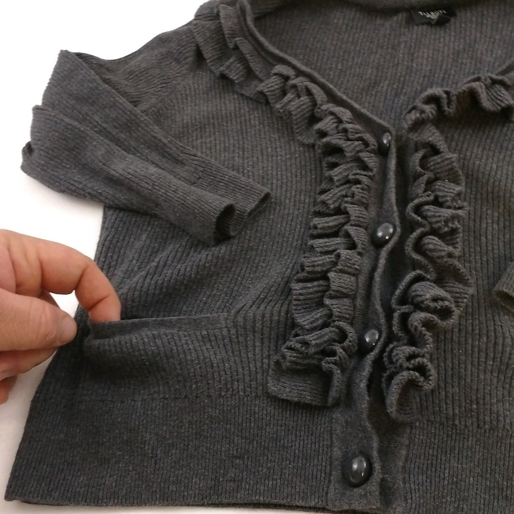 Talbots Petite Ruffle Front Button Up Cardigan‎ - Picture 6 of 11